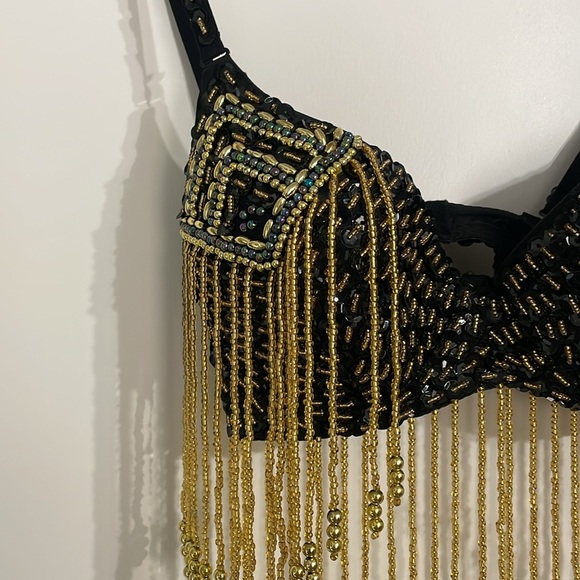 Festival Beaded Bra Top Belly Dancing Rave Dolls Kill Style - Picture 2 of 7